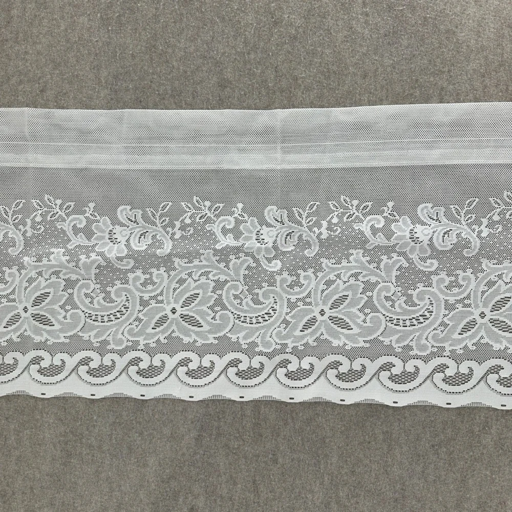 VTG White Floral Lace Window Valance Panel Sheer Curtain 58x17‎